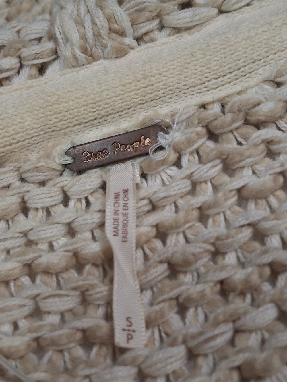 Free People Neutral Chunky Knit Hooded Longline Midi Cardigan Duster Size Small - Picture 12 of 16